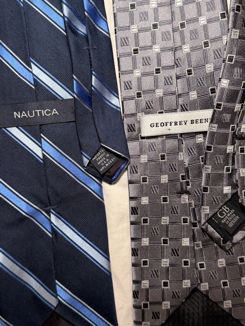 4x Men's Blue & Gray Patterned Silk Ties